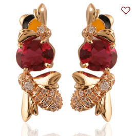 Buzzing Bee Ruby Ear Stud