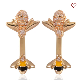 Crystallised Buzzing Bee Front & Back Earring