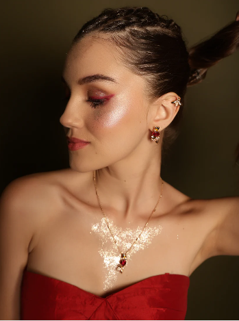 Buzzing Bee Ruby Ear Stud