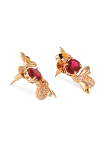 Buzzing Bee Ruby Ear Stud