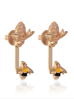 Crystallised Buzzing Bee Front & Back Earring